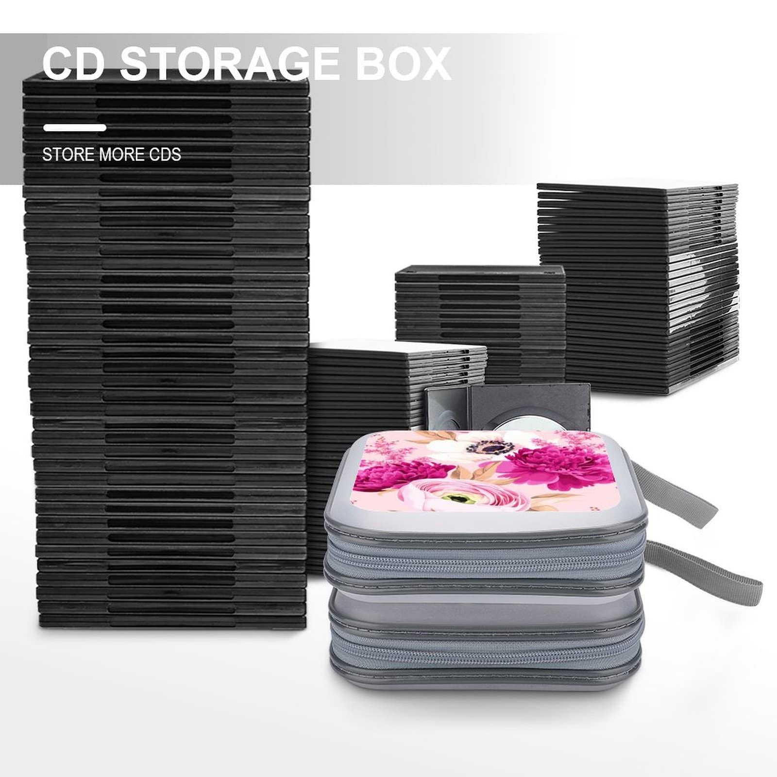 Amazon.co.jp: CD収納ボックス 紫の花 美しい 花柄 かわいい花